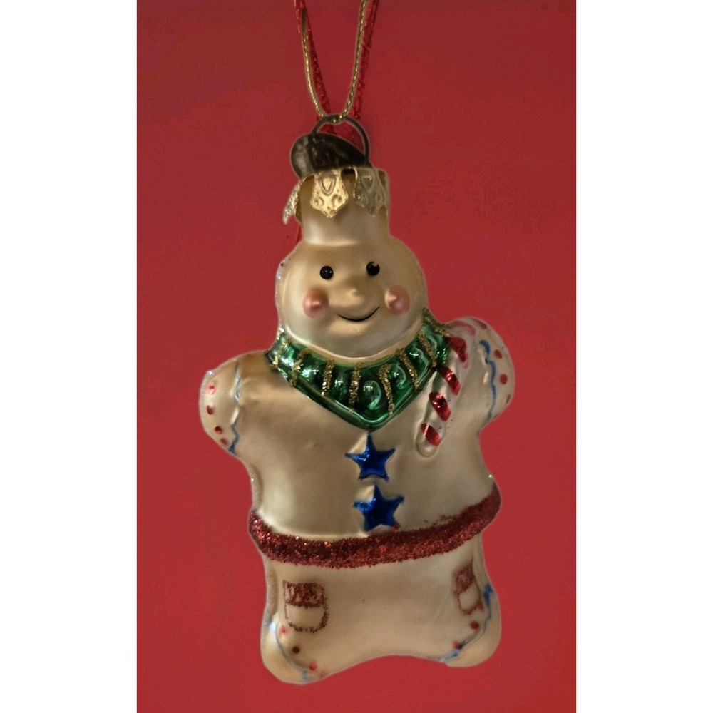 Vintage Thomas Pacconi Blown Glass Gingerbread Man Christmas Ornament Stars Hat